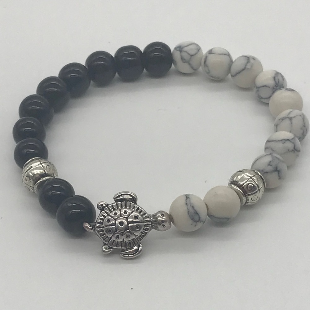 🐢 Natural Stone Turtle Bracelet 🌴
